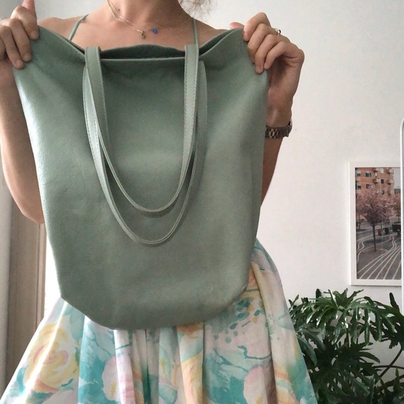 BAGGU Handbags - Sea glass light green Baggu leather tote bag ✨